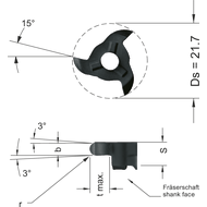 Schneideinsatz Z22.0005.10/HC8620 Vollradiusnuten b=1,0/tmax=4,5mm